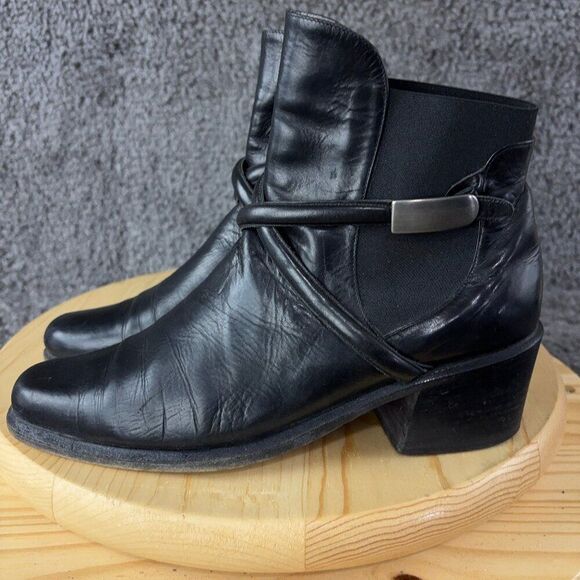 Via Spiga Leather Chelsea Boots Womens Size 9 Black Ankle Booties Made in Italy - Picture 1 of 8